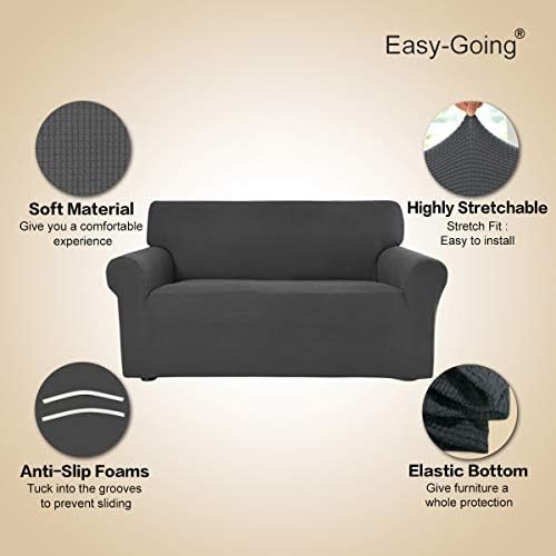 Easy-Going Stretch Oversized Sofa Couch Slipcover Washable Dark Gray - Image 3