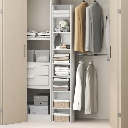 Furinno PASIR 8-Tier Closet Organizers and Storage, Open Shelf, Storage Organizer, 12-Inch Width, for Closet, Bedroom, White by Furinno-FitsYourSpaceFitsYourBudget