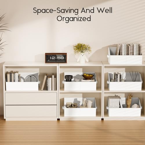 Homsorout Large Closet Organizers and Storage Bins - 8 Pack Trapezoid Storage Baskets for Shelves, Foldable Fabric Baskets with Handles Ideal for Closet, Basket, Wardrobe and Shelf Storage, White - Image 7