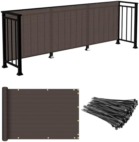 E&K Sunrise 3' x 4' Balcony Privacy Fence Screen Cover with Zip Ties Outdoor Screen Fence UV Protection for Deck Patio Backyard Apartment Pool Porch (Brown) by EKSUNRISEINC
