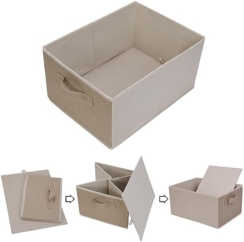 Collapsible Sorage Bins, Storage Cubes Baskets Collapsible Fabric Storage Boxes with Handles for Home and Office (Set of 4, Beige, 15.4 x 11.4 x 7.91inch) - Image 2
