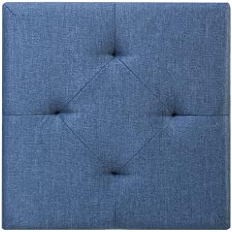 Mellow Stockbox Ottoman with Storage Drawer, 15" Cube Collapsible Bench -Stool, Blue - Image 7