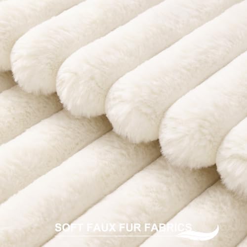 Pallene Faux Fur Decorative Throw Pillow Covers 24x24 Set of 2, Cream White - Image 2