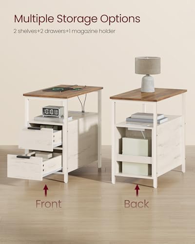 VASAGLE Side End Table with Charging Station, Slim Nightstand with Storage - Image 5