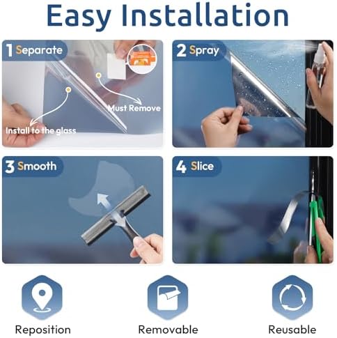 rabbitgoo Window Tint for Home with Tools, Silver, 35.4" x 393.7" - Image 6