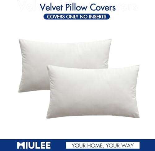 MIULEE 12x20 Inch Lumbar Velvet Throw Pillow Covers Pure White - Image 6