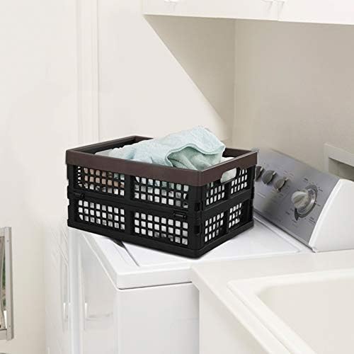Kekow 15 L Black Plastic Collapsible Storage Basket, Folding Crates Storage, Set of 3 - Image 6