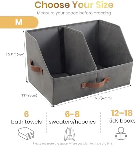 Closet Organizers Storage, Medium Collapsible Bin 3pc, Dark Gray - Image 2