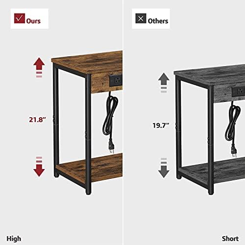 TUTOTAK Night Stand with Charging Station, Set of 2, End Table, Side Table with USB, 21.8”H Nightstand with Storage Shelf, Sofa Couch Table TB01BB029 (2 pcs) - Image 3