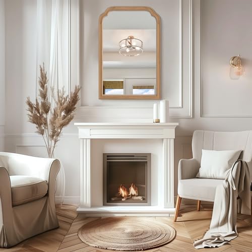 WallBeyond Wood Frame Wall Mirror Rounded Corner Arch Rectangle Mirror for Entryway, Living Room or Bedroom Home Decor - Light Woodgrain [20" x 30" Honey-Colored] - Image 6