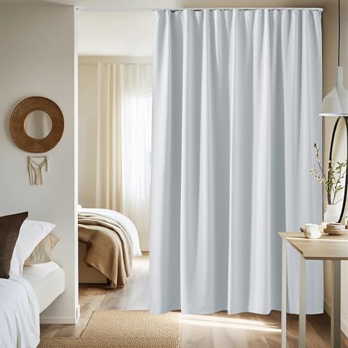 NICETOWN Room Divider Curtain Set with Ceiling Track, Room Darkning Ceiling Track Floor Curtain for Living Room Privacy, Thermal Insulated Drape for Office & Patio, W100 xL96, 1 Panel, Greyish White by NICETOWN
