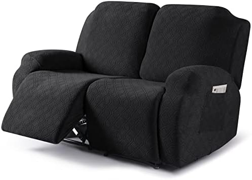 VANSOFY Stretch Recliner Loveseat Cover, Slipcover, Black, 2 Seater by VANSOFYFURNITURECOVERS