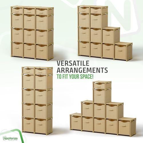 Cube Storage Organizer with Storage Bins Included - The Perfect Closet Organizers and Storage Solution. Includes 12 Storage Cubes, Great For Toy Storage, Closet Storage, Clothes Storage (Beige) - Image 5