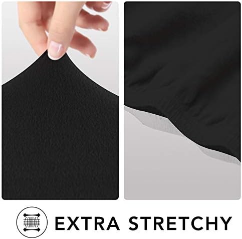 PureFit Stretch Couch Covers for Sofa 4 Seater Slipcovers Black - Image 4