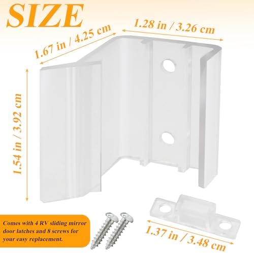 LhyBtm 4 Pack RV Sliding Mirror Door Latch Universal Mirror Closet Door Latch Universal Sliding Mirror Door Catch Replacement for RV Camper Motorhome RV Sliding Mirrored Door Travel, Camp and Trip - Image 2