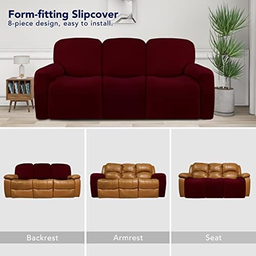 PureFit Super Stretch 3 Seats Recliner Sofa Couch Cover with Pocket - Image 4