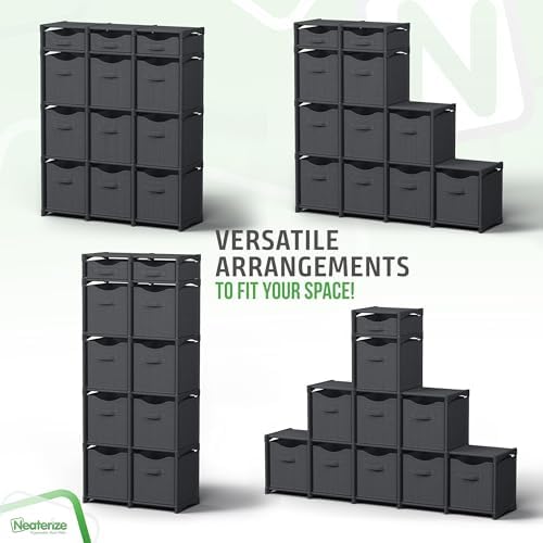 Cube Storage Organizer with Storage Bins Included - The Perfect Closet Organizers and Storage Solution. Includes 12 Storage Cubes, Great For Toy Storage, Closet Storage, Clothes Storage (Dark Grey) - Image 5