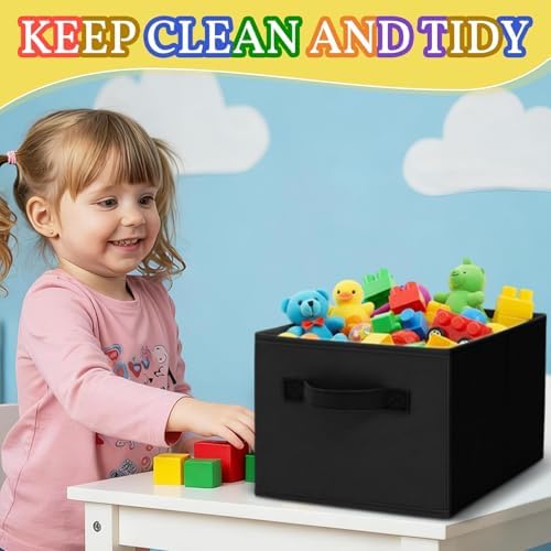 Yinder 4 Pcs Cube Storage Bin Black 14''x10''x8'' Storage Cubes - Image 3