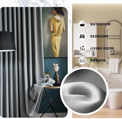 Room Divider Curtains with Ceiling Track, 95% Blackout Heavy Curtains Noise Reduction Privacy Curtain System Kits, 10 ft Wide x 9 ft Tall, Grey, 1 Panel - Image 3