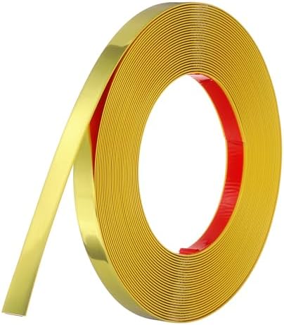 uxcell Gold Peel and Stick Molding Trim, 0.6 Inch x 39.4 ft Self-Adhesive Mirror Tape, Flexible PVC Border Strip for Wall Decoration Tile Edge Ceiling Floor Frame Furniture Decoration by uxcell