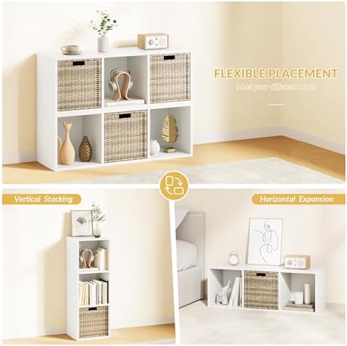 IOTXY DIY Modular Cubby Bookcase - Stackable 3-Cube Open Bookshelf, White - Image 5