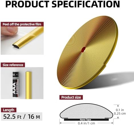 52.5Ft Peel and Stick Wall Molding Trim Gold - Image 6