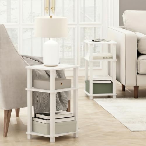 Furinno JUST Toolless 3-Tier Side Table Set of 2, Open Shelf, White - Image 2