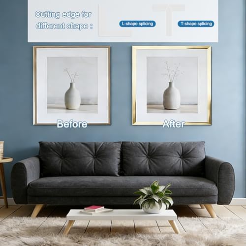 uxcell Beige Peel and Stick Molding Trim, 0.7 Inch x 19.7 ft Self-Adhesive Mirror Tape, Flexible PVC Border Strip for Wall Decoration Tile Edge Ceiling Floor Frame Furniture Decoration - Image 6
