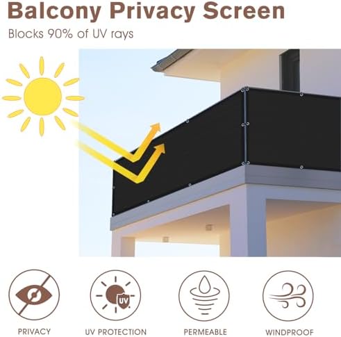 SUNNY GUARD 3' x 6' Balcony Privacy Screen, HDPE Patio Railing Cover Fence - Image 2