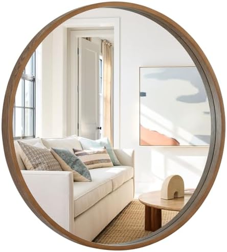 WallBeyond Round Wood Mirror, 36" Round Modern Decoration Large Circle Wall Mirror for Bathroom Living Room Bedroom Entryway, Walnut by WallBeyond