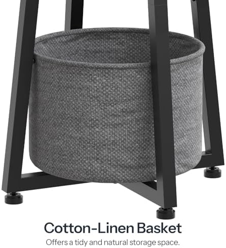 HOOBRO Small Round Side Table, 2-Tier Round Sofa End Table, Compact Nightstand with Fabric Storage Basket, for Small Space, Living Room, Bedroom, Dorm, Black BB183BZ01 - Image 7