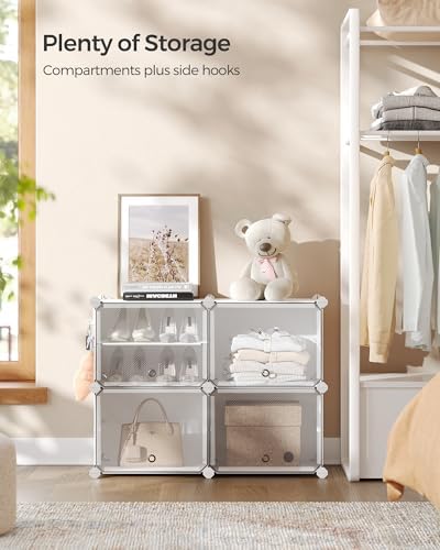 SONGMICS Shoe Rack, 4-Tier with Doors, 16-Pair Storage Cabinet - Image 4
