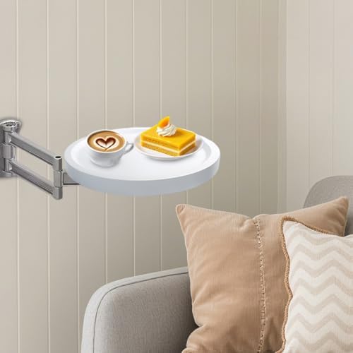 Comeon Wall Mounted Folding Nightstand, Night Stand Fold Down for Small Spaces Bedside Table Bed Side Tables Bedroom to Place Alarm Clock Electronic Devices Books (White) - Image 7