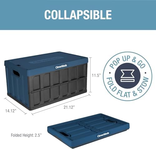 CleverMade Collapsible Storage Bins With Lids, 46L 3 Pack, 75 lb, Obsidian - Image 2