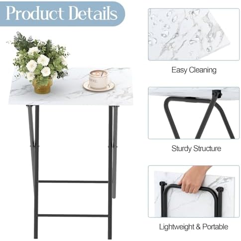 Adompacat 16" Small TV Tray Table, Folding TV Dinner Trays Set on Couch - Image 5