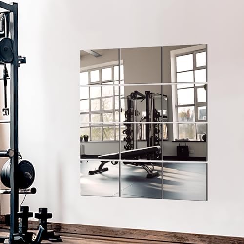 TRAHOME Home Gym Mirror Tiles for Wall, 14"x12"x12PCS Full Length Mirror - Image 2