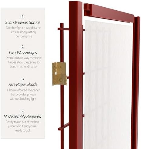 4 ft. Short Window Pane Shoji Screen - Rosewood - 6 Panels - Image 4