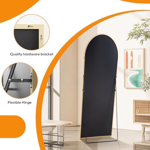 Arched Mirror Full Length, Upgraded 21"x64" Body Wall Mirrors with Shatter-Proof Glass, Floor Standing, Hanging or Leaning, Large Tall Arch Mirror with Stand Aluminum Alloy Frame - Image 6