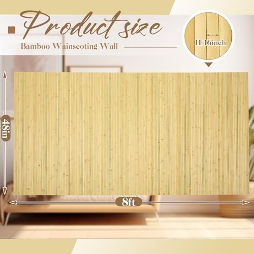 Juexica 1 Pcs Natural Bamboo Wall Panel for Interior Wall 48''x96'' Bamboo Covering Renewable Pole Wainscoting Room Divider Wrap Decor for Bedroom Living Room Kitchen Island Office (Natural) - Image 2