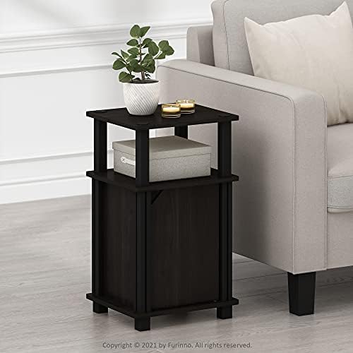 Furinno Brahms 3-Tier End Side Sofa Table/Nighstand with Door, 1-Pack, Espresso/Black - Image 2