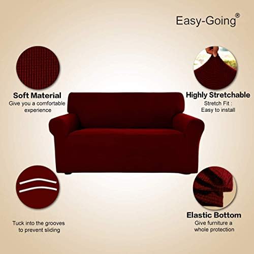 Easy-Going Stretch Loveseat Couch Covers Washable Wine - Image 3
