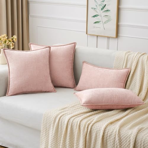 MIULEE Decorative Couch Throw Pillow Covers 18x18 Inch Pink 2 Pack - Image 5