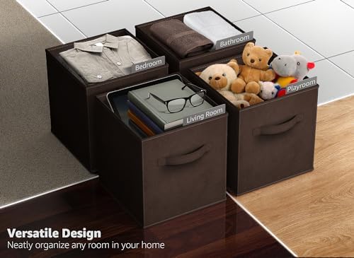 Sorbus Fabric Storage Cubes, 6-Pack Foldable Bins (11 Inch, Chocolate) - Image 5