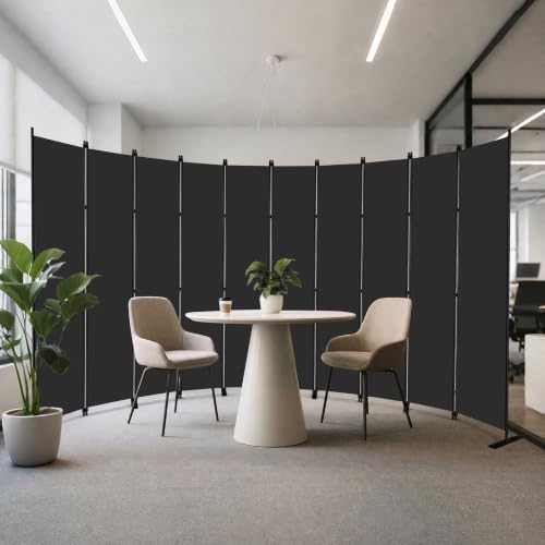 MAYOLIAH 10-Panel Black Room Divider 6ft Tall Indoor Folding Privacy Screen - Image 4