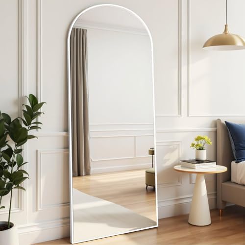 Rowjut Floor Mirror Arched Mirror Full Length 56"X20"Full Length Mirror can be Free Standing or Hanging on the wall Used in Living Room Entrance Hall Corridor Room Bathroom etc（White - Image 5