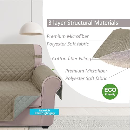 U-NICE HOME Reversible Sofa Cover Couch Cover for Dogs, Khaki/Light Grey - Image 5