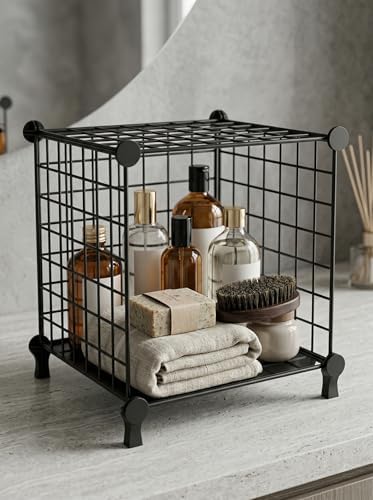Cube Storage Organizer Metal Wire Shelf for Closet Office Black - Image 6