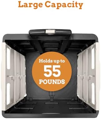 Inspired Living Ultra-Slim Rolling Collapsible Storage Pack-N-Roll Utility-carts, with Telescopic Handle, for Home, Garden, Shopping, Office, School use, Medium, White & Black - Image 3