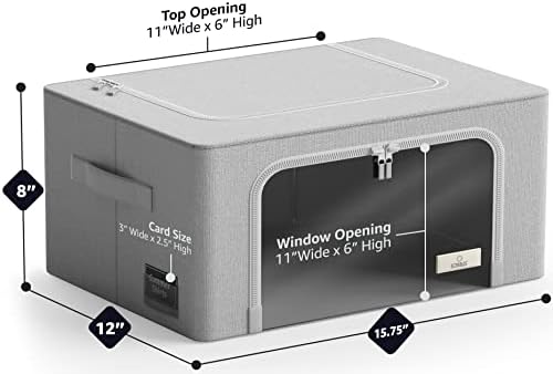 Sorbus Clothes Storage Bins, Clear Window & Handles (2 Pack, Gray) - Image 3