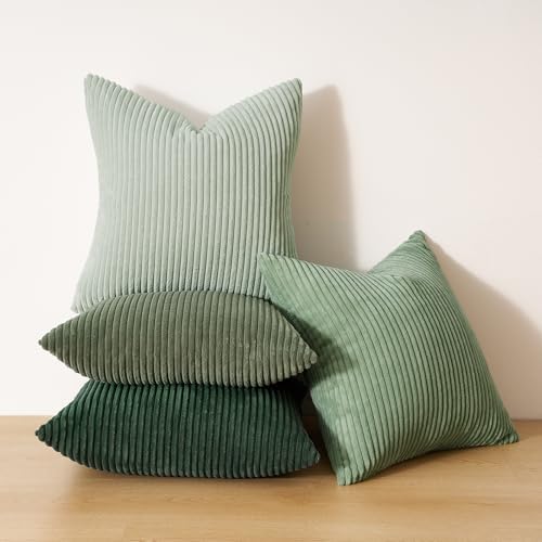 Topfinel Corduroy Throw Pillow Covers Pack of 2 Green 16"x16" No Insert with Hidden Zipper | Decorative Cushion Covers for Bedroom,livingroom and Nursery,Light Green - Image 5